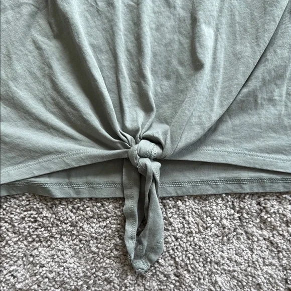 Casual Knot-Front Top in Sage Green - Picture 3 of 6